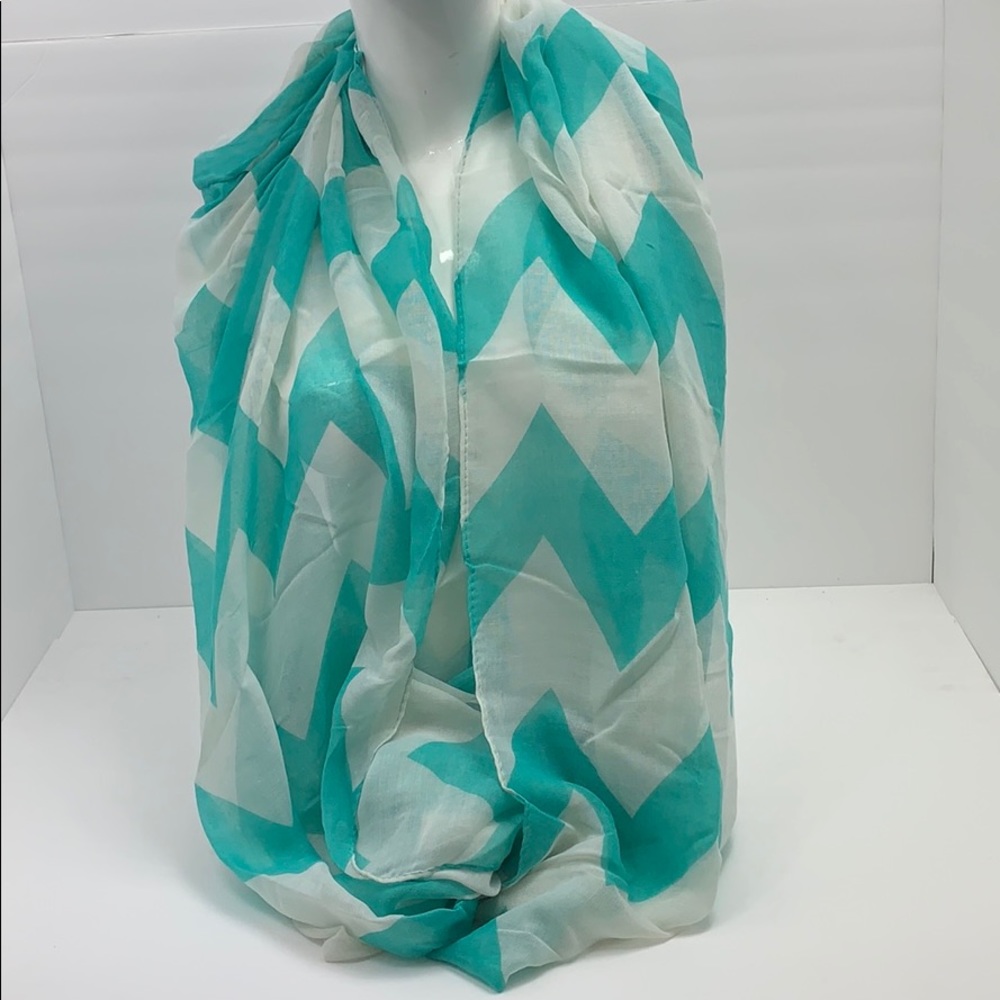 Aqua white sheer soft infinity scarf